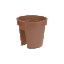 Ghiveci rotund din plastic pentru balcon Lena - maro 28 cm