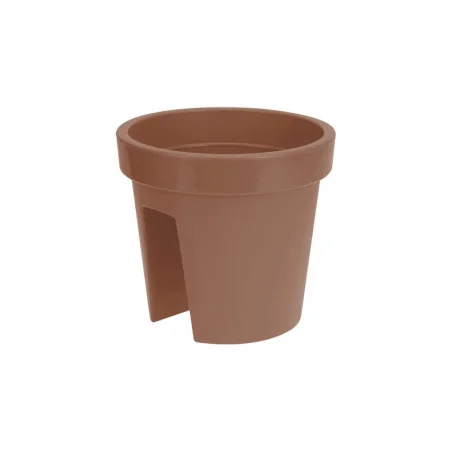 Ghiveci rotund din plastic pentru balcon Lena - maro 28 cm