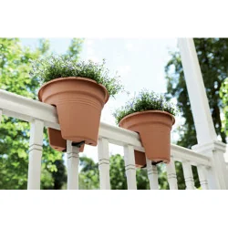 Ghiveci rotund din plastic pentru balcon Lena - maro 28 cm