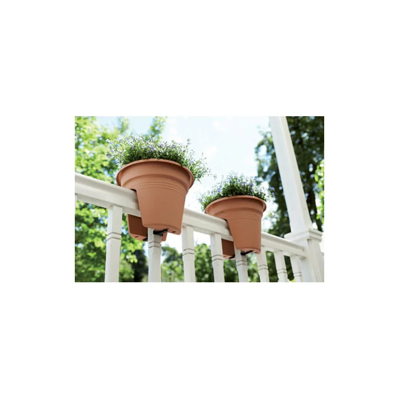 Ghiveci rotund din plastic pentru balcon Lena - maro 28 cm