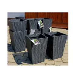 Ghiveci de flori pentru grădină sau terasă Keter Rattan S 23.6L - antracit