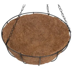 Ghiveci decorativ cu lant, rotund, nuca de cocos, 35x17 cm