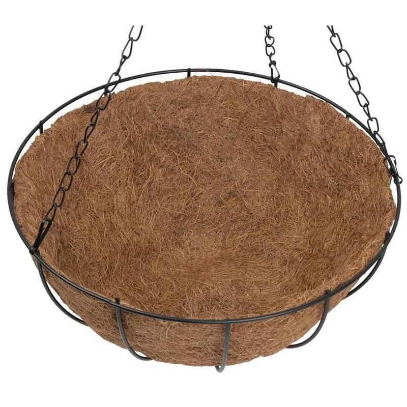 Ghiveci decorativ cu lant, rotund, nuca de cocos, 35x17 cm