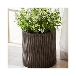 Set 3 ghivece de flori pentru grădină sau terasă Keter Cylinder - maro