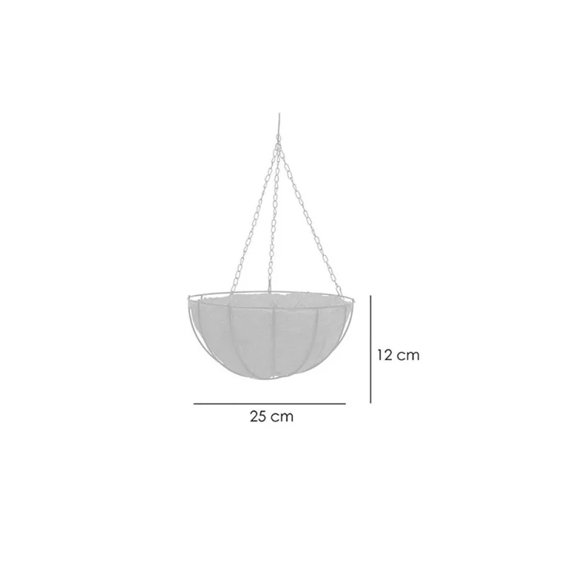 Ghiveci decorativ cu lanț, rotund, nuca de cocos