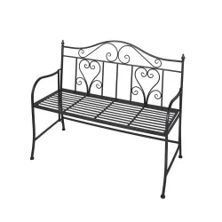 Bancă de grădină bistro din metal, negru