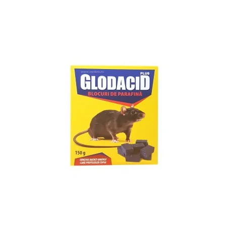Raticid Blocuri Cerate GLODACID PLUS - 150 g, Brodifacoum, Otrava Sobolani si Soareci