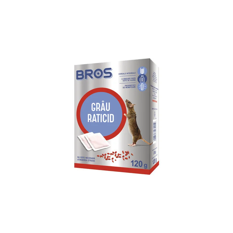 Grau Raticid Impotriva Soarecilor si a Sobolanilor 120g Bros