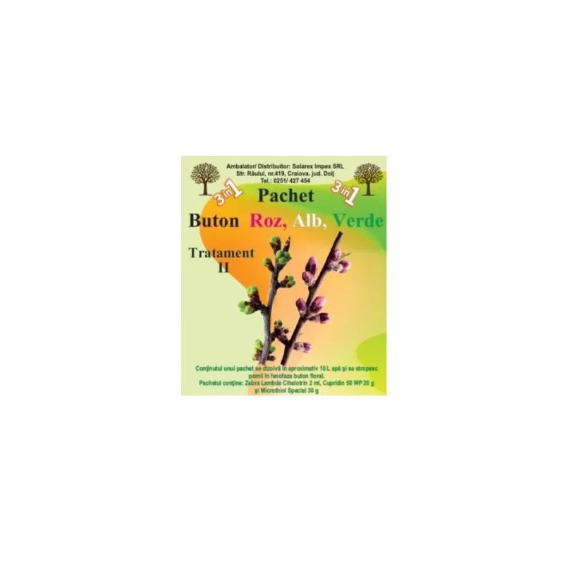 Pachet II Tratament 3in1 pomi buton roz, alb, verde