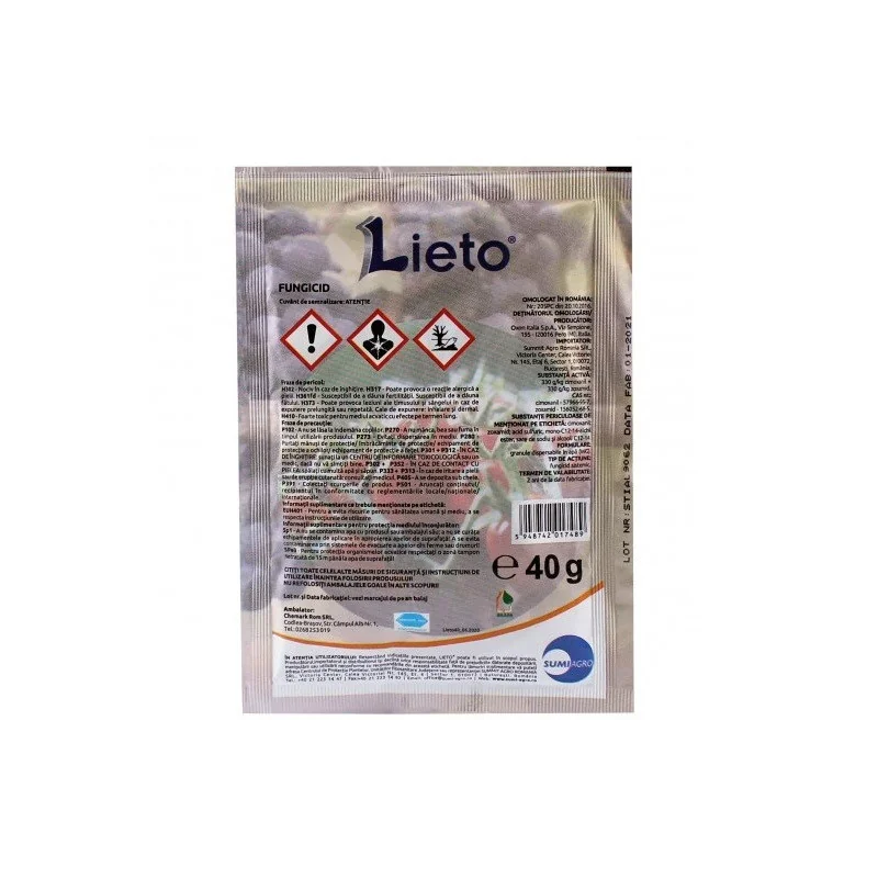Fungicid LIETO - 40 g, Sumi Agro, Cartofi, Tomate, Vita de vie, Sistemic