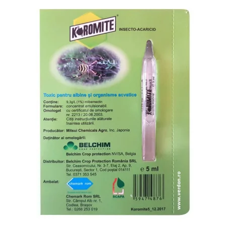 Insecticid acaricid KOROMITE - 5 ml, Mitsui Chemicals, Mar, Castraveti, Vita de vie