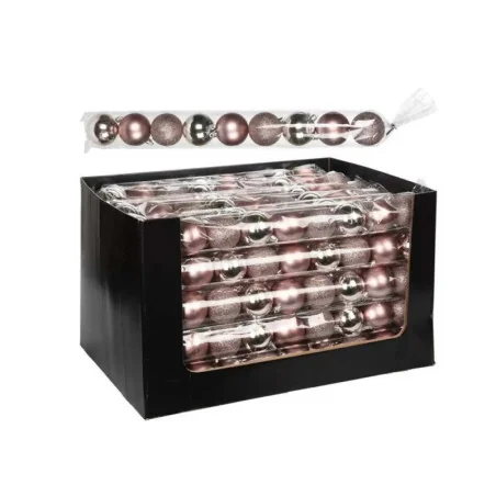 Set 9 buc. globuri decorative de crăciun roz pal, 6 Cm