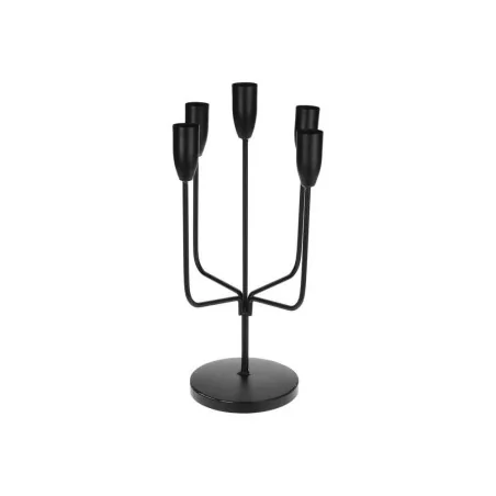 Suport pentru 5 lumanari, negru metal 20x35 cm