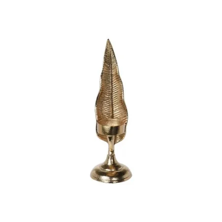 Suport pentru lumanare in model de frunza auriu 24,5 cm