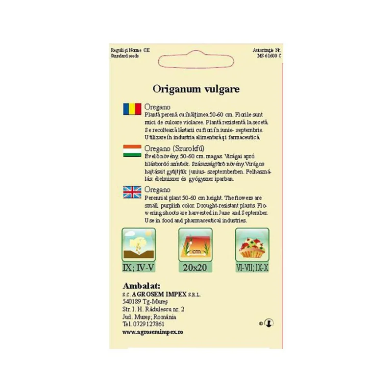 Seminte oregano, Agrosem 4Gr.