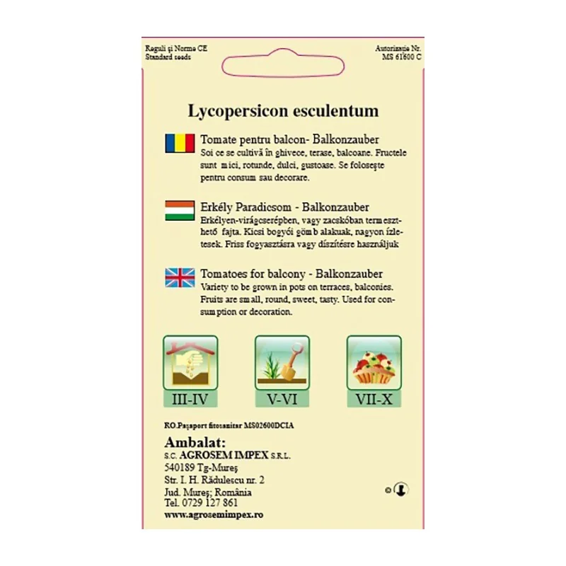 Seminte de tomate pentru balcon - Balconzbauer, Agrosem 4Gr.