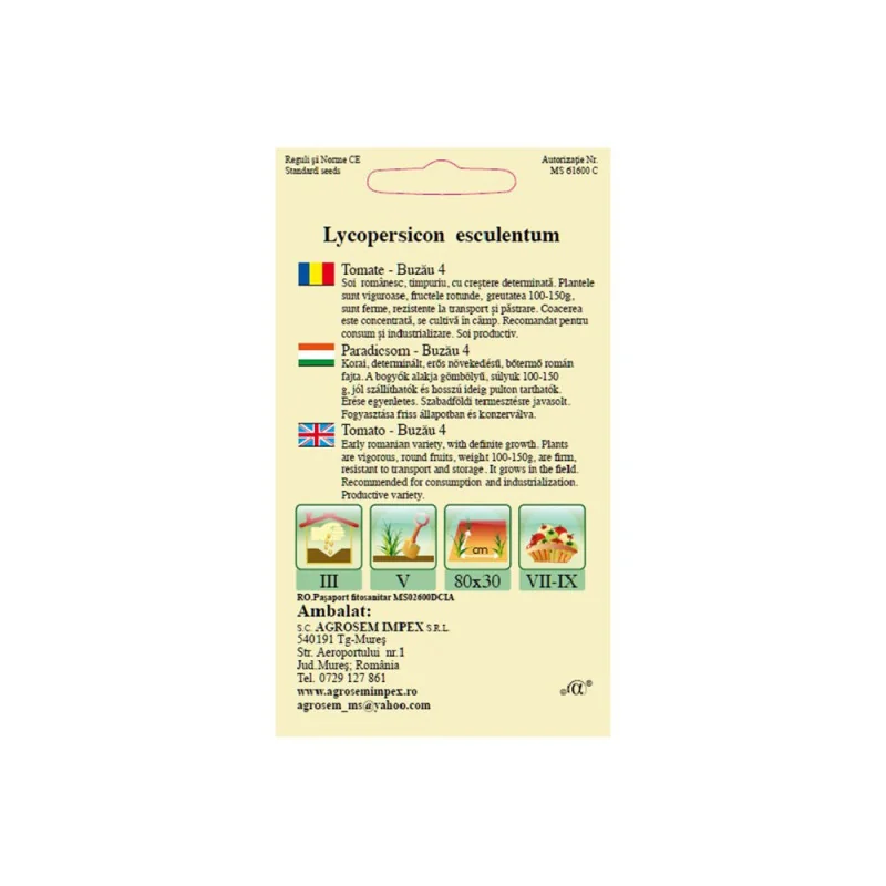 Seminte de tomate - Buzau 4, Agrosem