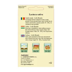 Seminte de salata creata Lollo Bionda, Agrosem 1.5g