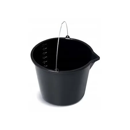 Galeata din plastic negru, cu maner metalic 14L