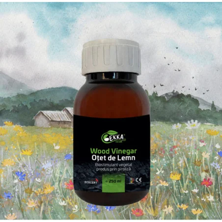 Oțet de Lemn 250ml – Soluție Naturală 3-în-1 pentru Grădinărit și Igienă