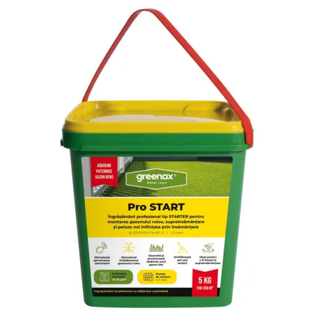 Îngrășământ profesional pentru gazon Greenax Pro START 12-22-10 + 2% Fe + 9% S (1–3 mm)