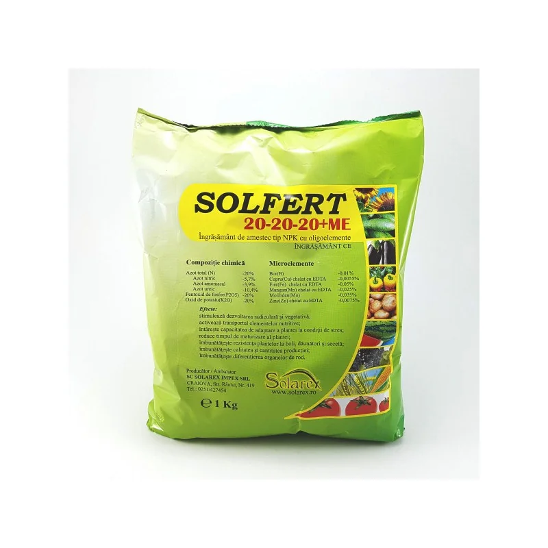 Solfert 20-20-20+ME 1 kg – Îngrășământ foliar și fertirigare NPK echilibrat cu microelemente