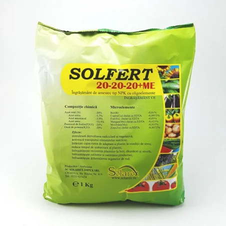 Solfert 20-20-20+ME 1 kg – Îngrășământ foliar și fertirigare NPK echilibrat cu microelemente