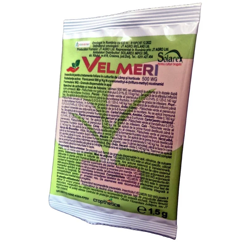 Velmeri 500 WG 1,5 g – Insecticid aficid sistemic pentru combaterea afidelor în culturi agricole și horticole