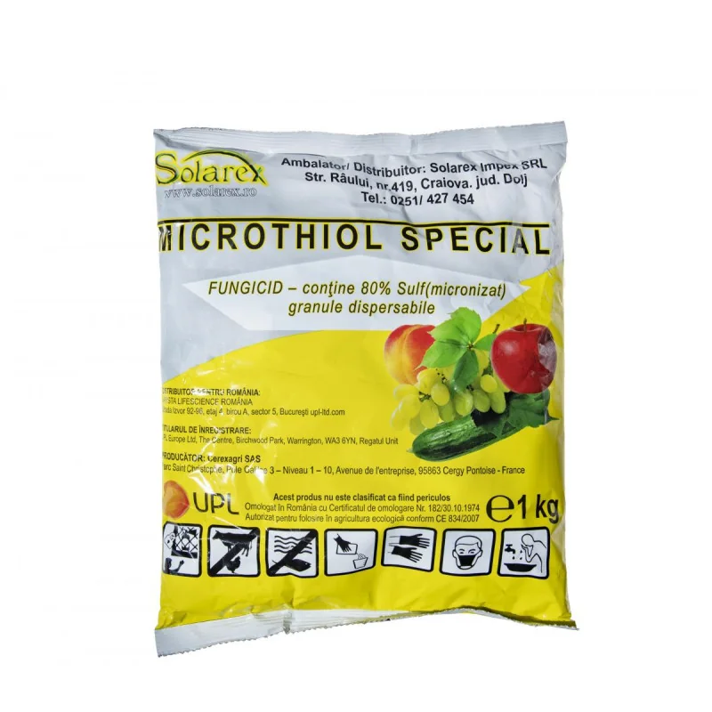 Microthiol Special 30 g – Fungicid pe bază de sulf pentru combaterea făinării la viță-de-vie, legume și pomi fructiferi