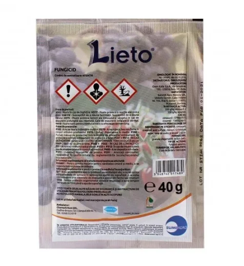 Fungicid LIETO - 40 g, Sumi Agro, Cartofi, Tomate, Vita de vie, Sistemic