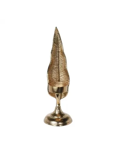 Suport pentru lumanare in model de frunza auriu 24,5 cm