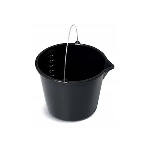 Galeata din plastic negru, cu maner metalic 20L